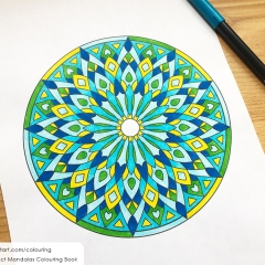 Abstract Mandalas Colouring Book - Coloured Page