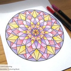 Abstract Mandalas Colouring Book - Coloured Page