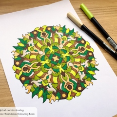 Abstract Mandalas Colouring Book - Coloured Page