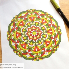 Abstract Mandalas Colouring Book - Coloured Page