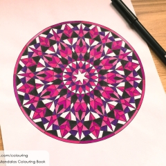 Abstract Mandalas Colouring Book - Coloured Page