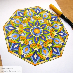 Abstract Mandalas Colouring Book - Coloured Page