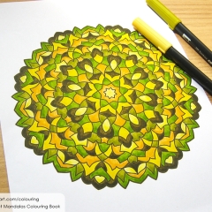 Abstract Mandalas Colouring Book - Coloured Page