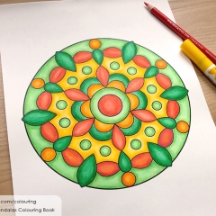 Simple Mandalas Colouring Book - Coloured Page