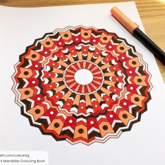 Abstract Mandalas Colouring Book - Coloured Page