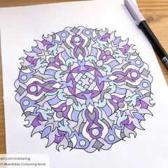 Abstract Mandalas Colouring Book - Coloured Page