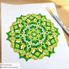 Abstract Mandalas Colouring Book - Coloured Page