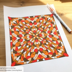 Abstract Mandalas Colouring Book - Coloured Page