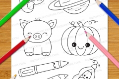 Cute & Easy Kawaii Alphabet Colouring Book - Preview