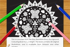 Easy Mandalas Black Background Colouring Book - Preview