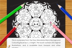 Easy Mandalas Black Background Colouring Book - Preview