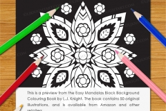 Easy Mandalas Black Background Colouring Book - Preview