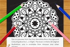 Easy Mandalas Black Background Colouring Book - Preview