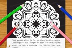 Easy Mandalas Black Background Colouring Book - Preview