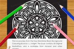 Easy Mandalas Black Background Colouring Book - Preview