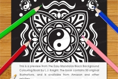 Easy Mandalas Black Background Colouring Book - Preview