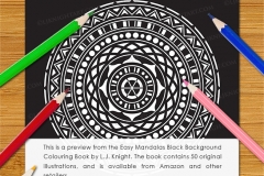 Easy Mandalas Black Background Colouring Book - Preview