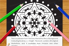 Easy Mandalas Black Background Colouring Book - Preview