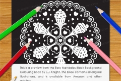 Easy Mandalas Black Background Colouring Book - Preview