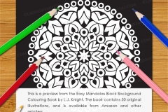 Easy Mandalas Black Background Colouring Book - Preview