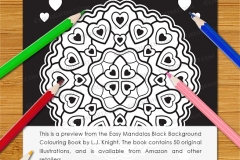 Easy Mandalas Black Background Colouring Book - Preview