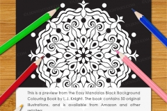 Easy Mandalas Black Background Colouring Book - Preview