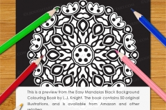 Easy Mandalas Black Background Colouring Book - Preview