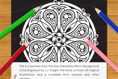 Easy Mandalas Black Background Colouring Book - Preview