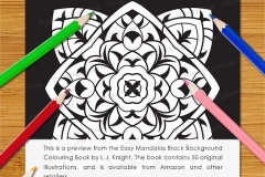 Easy Mandalas Black Background Colouring Book - Preview