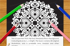 Easy Mandalas Black Background Colouring Book - Preview