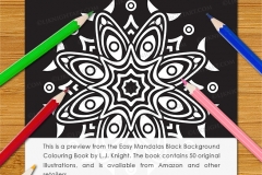 Easy Mandalas Black Background Colouring Book - Preview