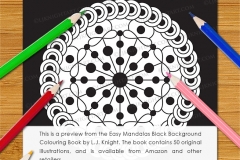 Easy Mandalas Black Background Colouring Book - Preview