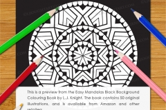 Easy Mandalas Black Background Colouring Book - Preview