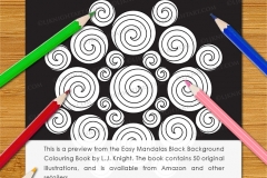 Easy Mandalas Black Background Colouring Book - Preview