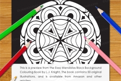 Easy Mandalas Black Background Colouring Book - Preview