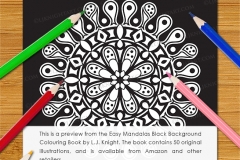 Easy Mandalas Black Background Colouring Book - Preview