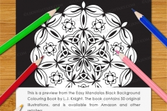 Easy Mandalas Black Background Colouring Book - Preview