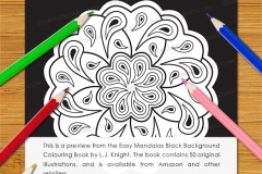Easy Mandalas Black Background Colouring Book - Preview