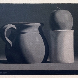 Evolve Artist Block 1, #13 – Jug, Apple and Cylinder