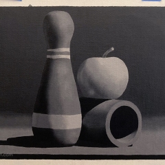 Evolve Artist Block 1, #16 – Bowling Pin, Apple and Cylinder