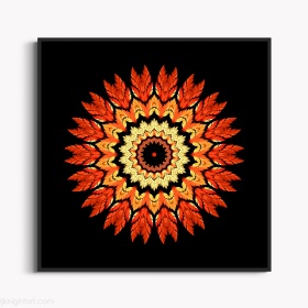 Orange Feather Mandala Art