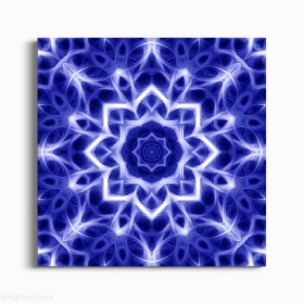 Blue and White Glowing Mandala Art