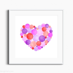 Pink and Purple Watercolour Heart Print