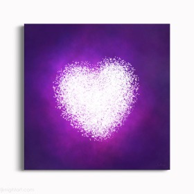 Purple and White Glowing Heart Painting