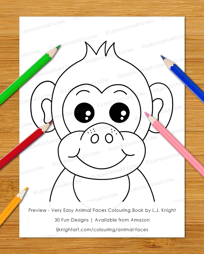 Very Easy Animal Faces Colouring Book for Toddlers and Young Kids .  Knight